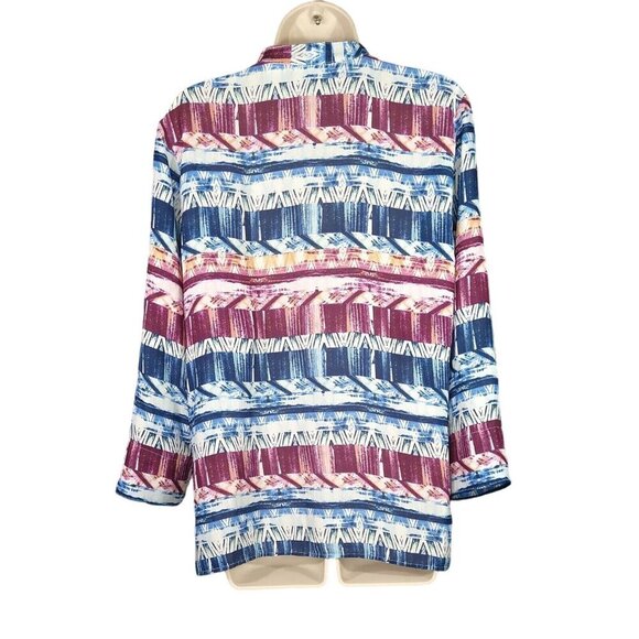 Alfred Dunner Button Up Shirt Blouse Top Women Size 10 Red Blue 3/4 Sleeve - Picture 3 of 5
